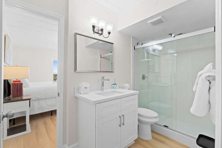 Features a walkin shower.