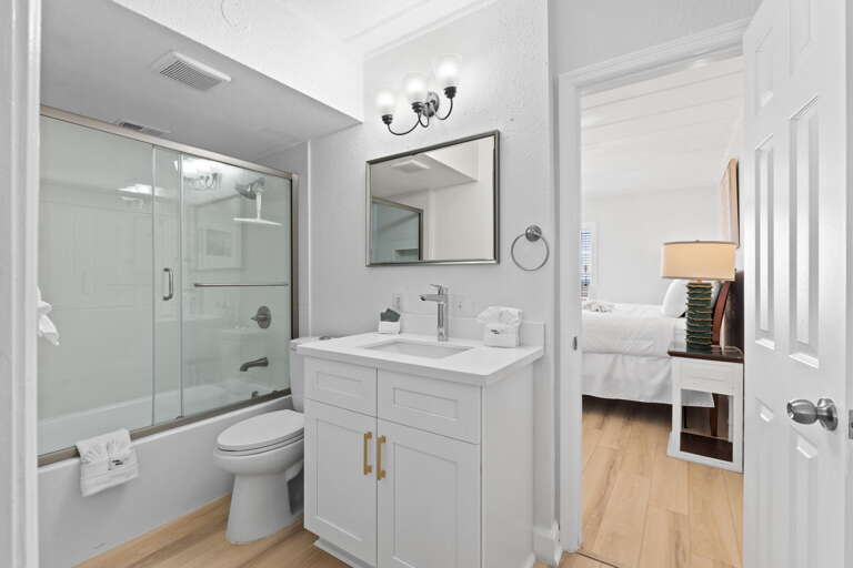 Featuring a shower/tub combo.