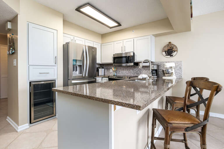 With additional seating at the breakfast bar