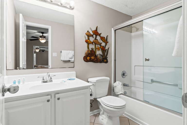 Shower/tub combo- private entry from the second bedroom.