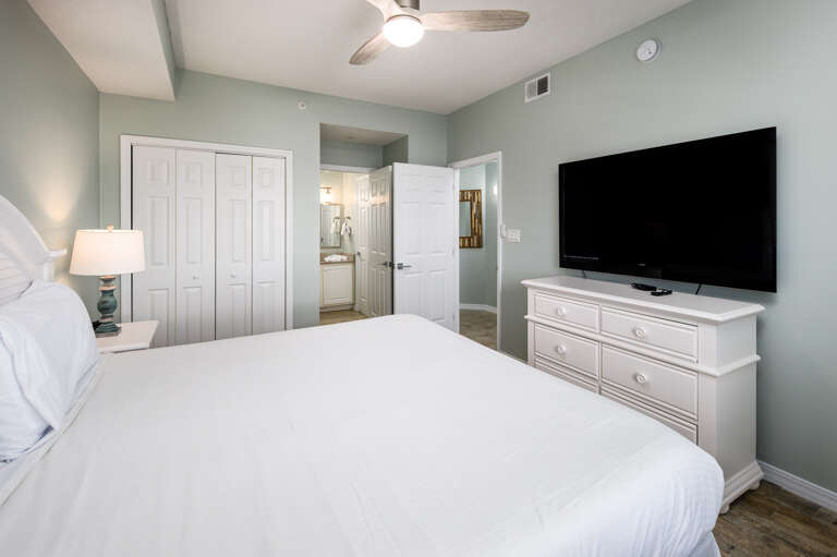 A private bath located in this spacious primary bedroom