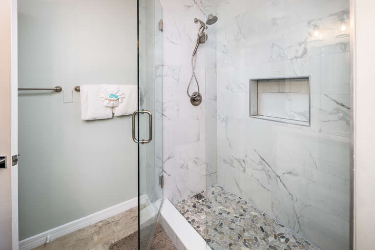 Walk in shower in the primary is just what you need after 