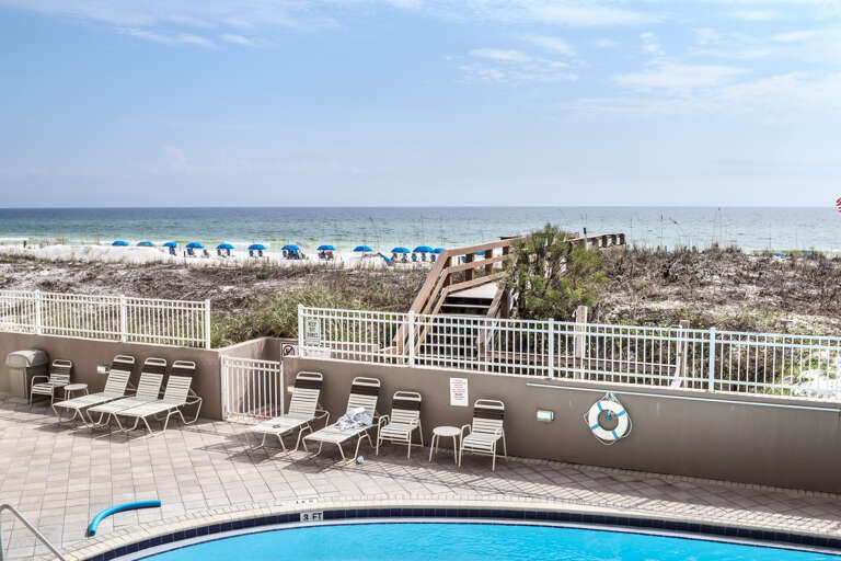Enjoy the view of the pool while you enjoy the view of the gulf!