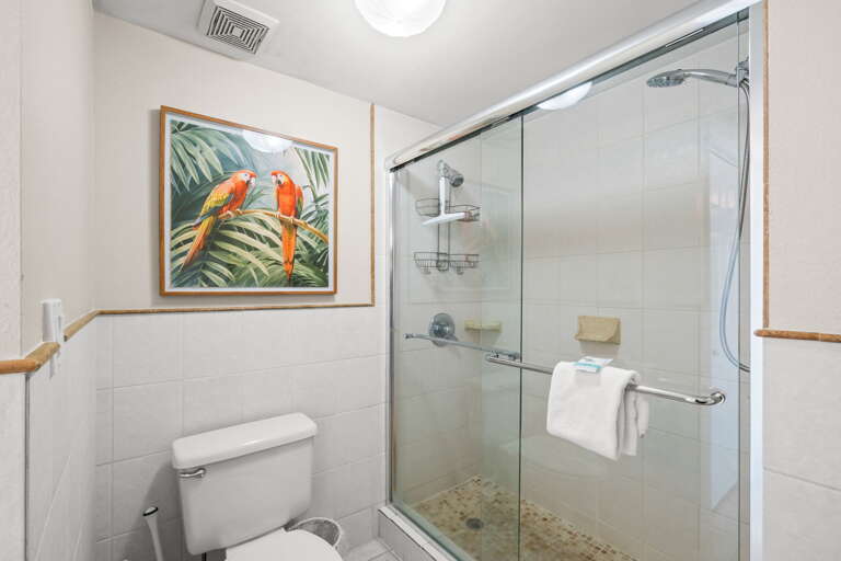 This master bathroom has a big walk in shower.  