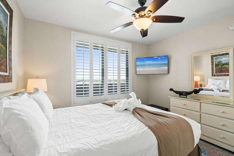 Sleep well in this full size bed.  You also have bathroom access.