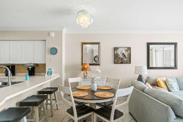 With additional seating at the kitchen island