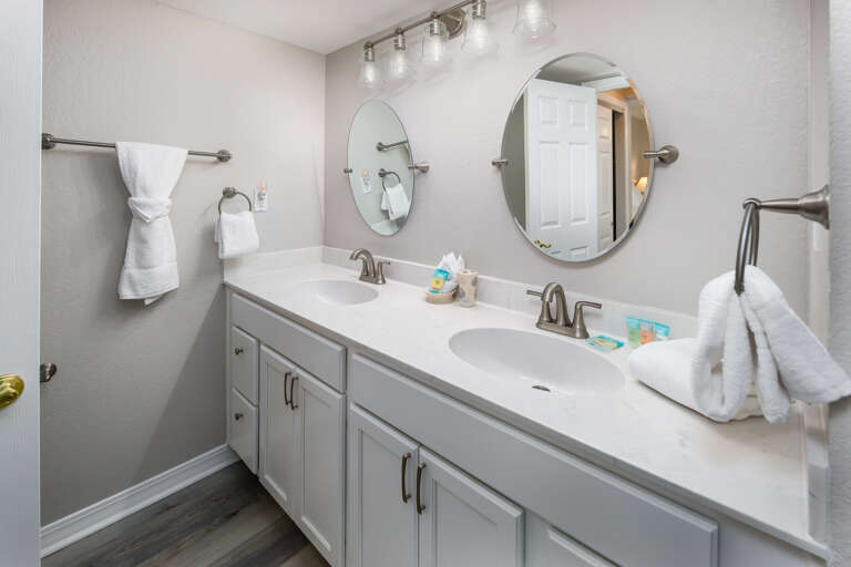 Double vanity in this updated bathroom