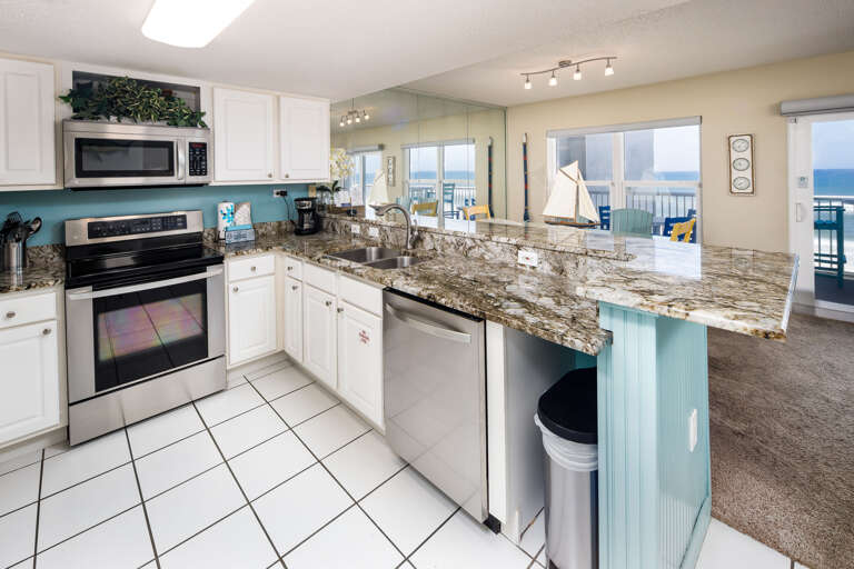 Featuring granite counter tops and stainless steel appliances. Fully equipped to help you create a delicious meal.