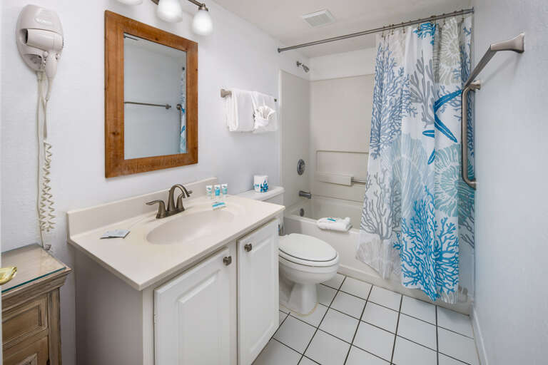Full size guest bathroom with shower/tub combo Full size guest bathroom with shower/tub combo