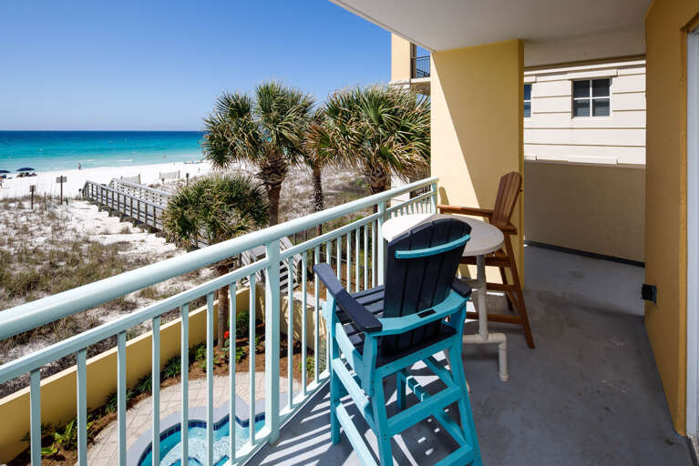 Super spacious balcony with awesome bar height furniture  Super spacious balcony with awesome bar height furniture