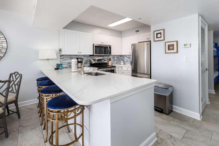 Additional seating at the breakfast bar.