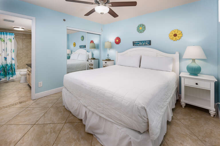 Stretch out on the king size bed in the guest bedroom.