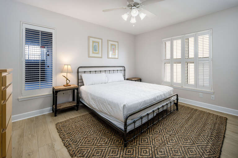 The guest room has a king bed