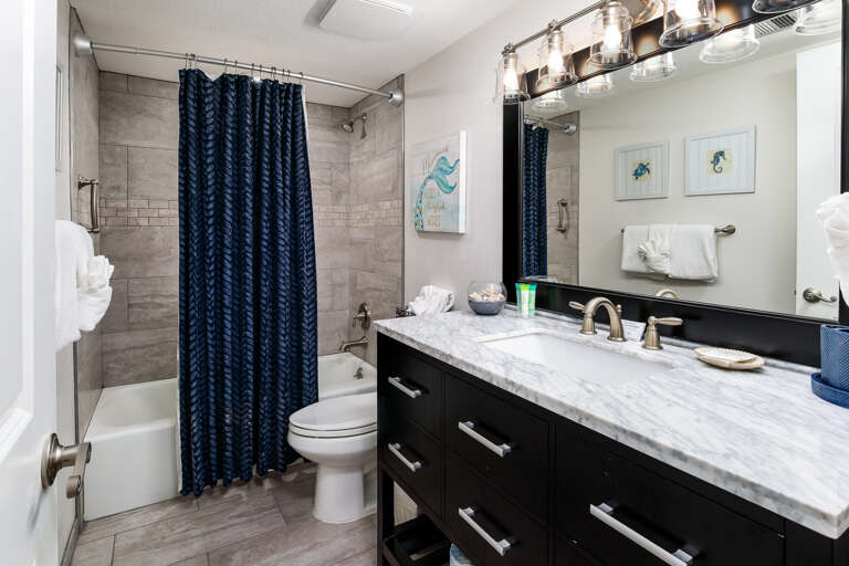 Plenty of counter space in this guest bath.