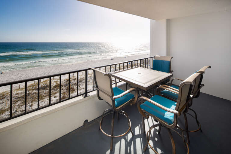 Directly from your own balcony with views of the Gulf that will take your breath!