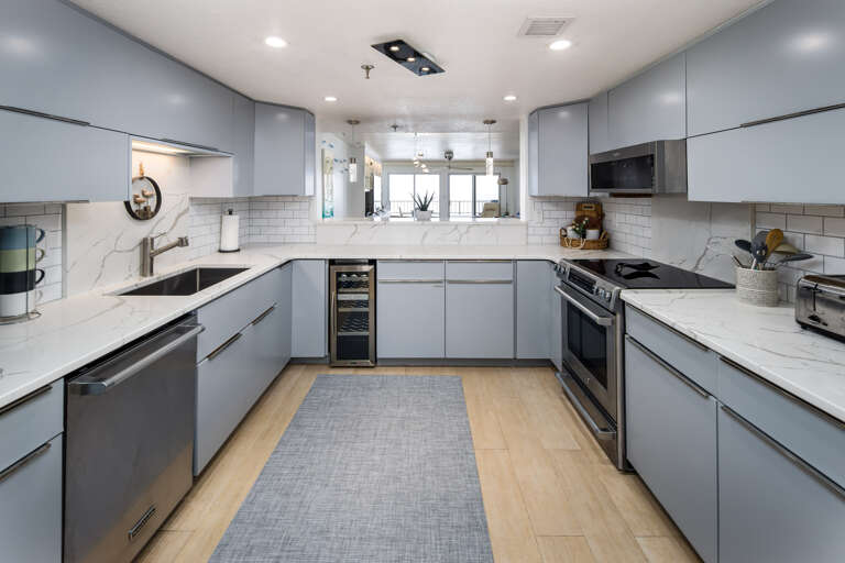 Customized Cabinetry is just another first class amenity to this beautiful Gulf front unit. Prepare your family's next meal in this beautiful kitchen.