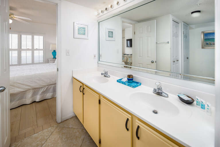 Bathroom has entry from the master bedroom as well as the hallway.