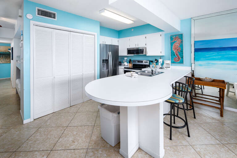Additional seating at the kitchen island.