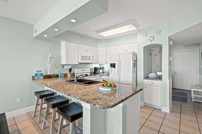 Beautiful kitchen with additional seating at the kitchen island.