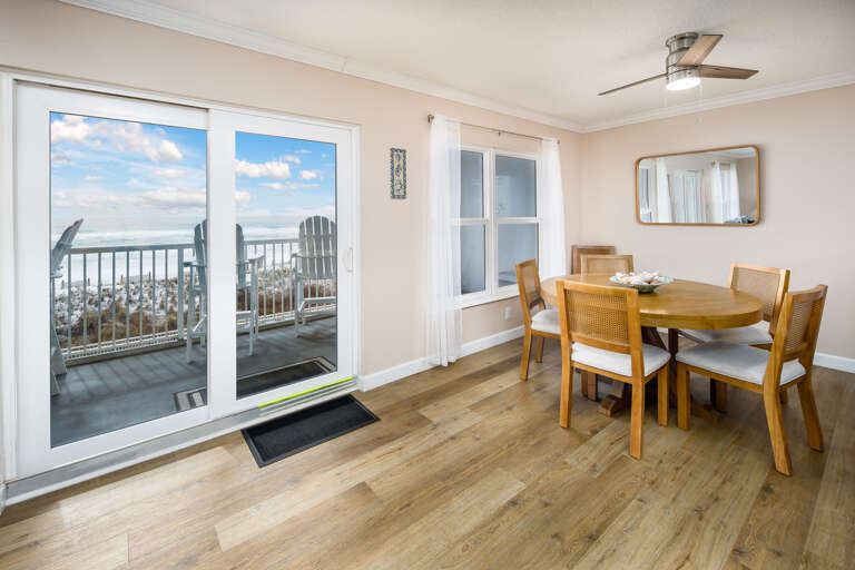 Just steps away from the spacious private balcony 