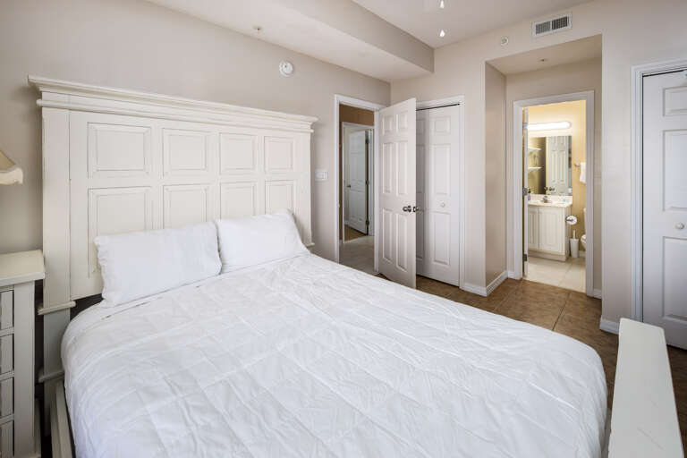 One of the 2 guest bedrooms, this one has a king sized bed and access to a bathroom