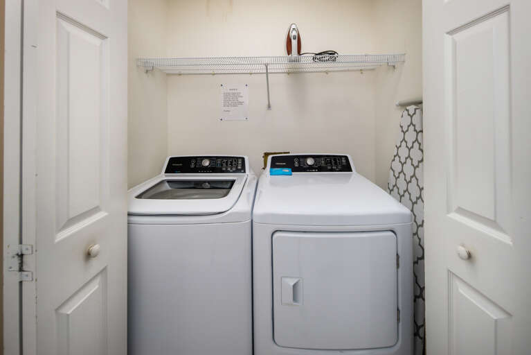 Full size washer and dryer for all of your laundry needs.