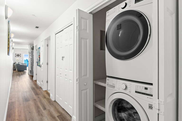Washer and dryer in the condo for your laundry needs.