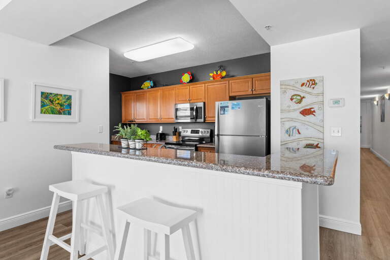 Additional seating at the breakfast bar.