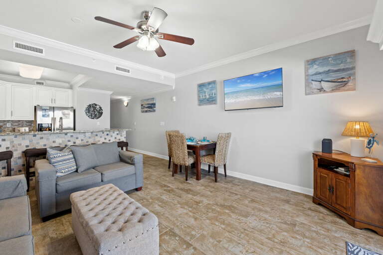 Comfy furniture featured in the living area