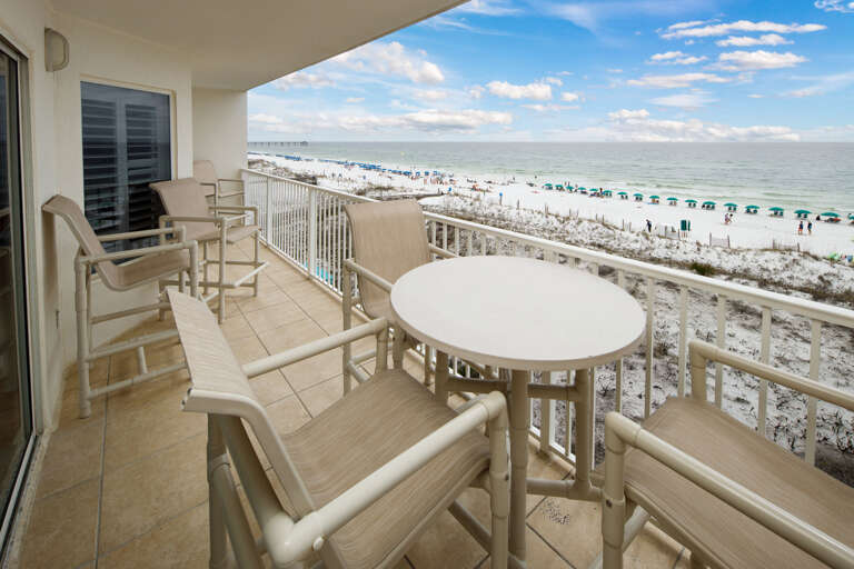 Plenty of seating to enjoy the sounds of waves