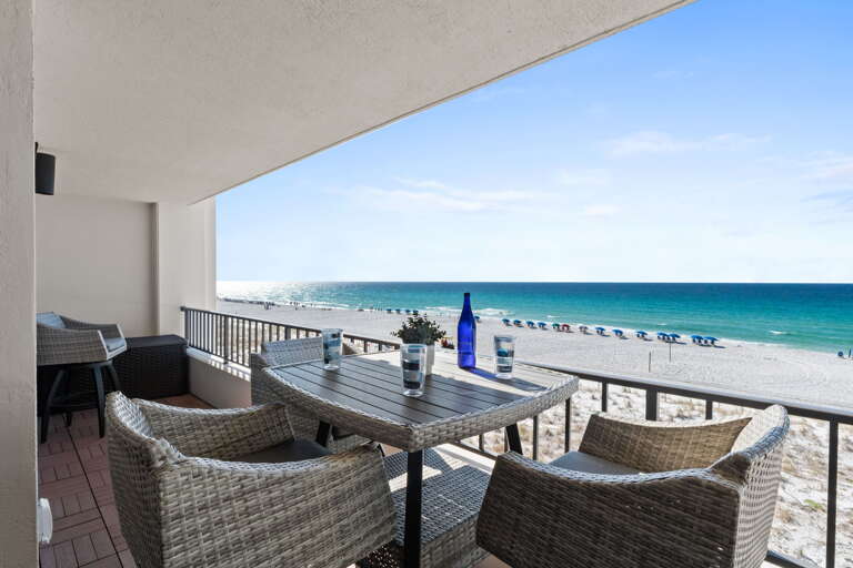Enjoy a beverage while soaking up this gorgeous view on this spacious balcony!