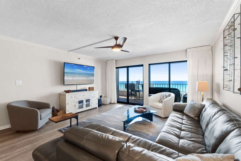 Bright and airy retreat with ocean views, stylish decor, and ample seating for gatherings!