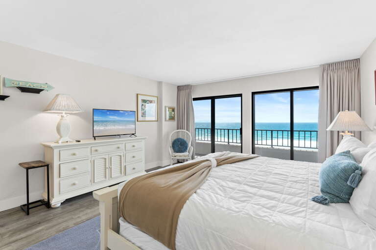Enjoy a show and a beautiful view all from your king bed.