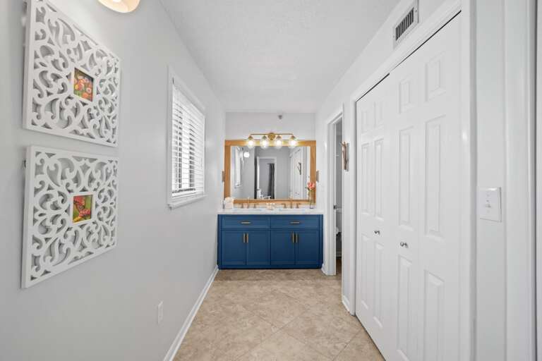 Double vanity and plenty of closet space.
