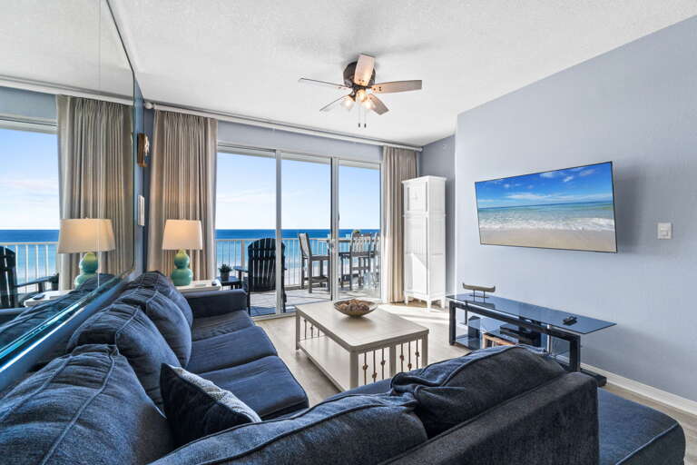 Enjoy beautiful views of the Gulf from the main living room! 