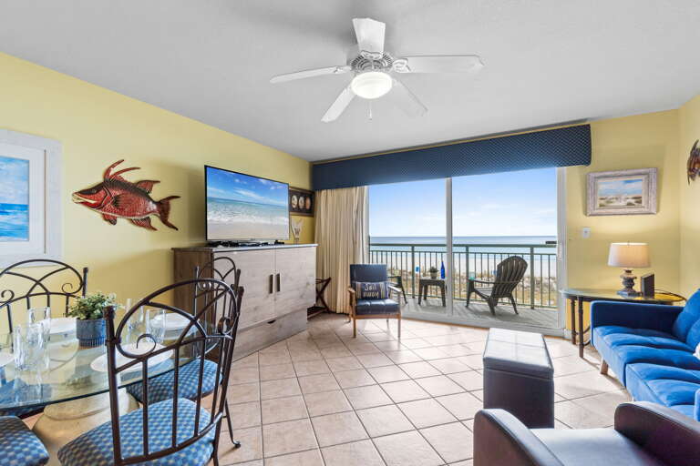 Comfortable furnishings, outstanding views, and a nice size flat screen TV