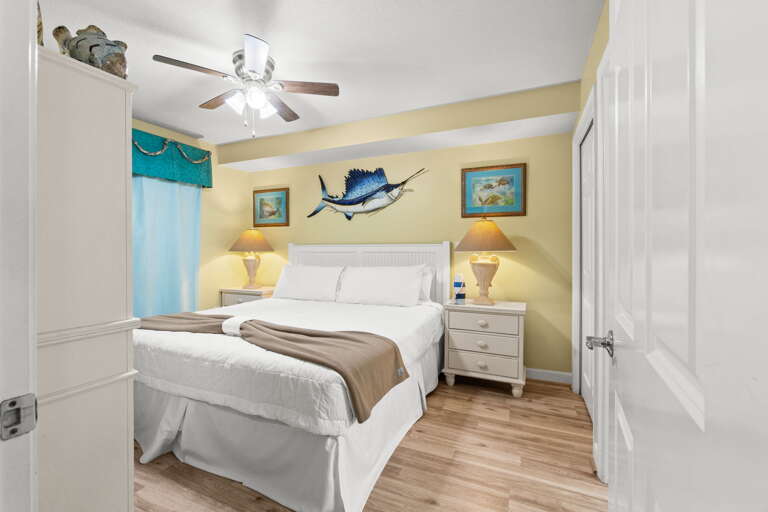 A King sized bed in the master bedroom for a great nights rest.