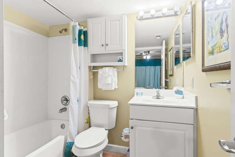 Shower and tub combo is just perfect for a nice long bath or a quick rinse before some fun!