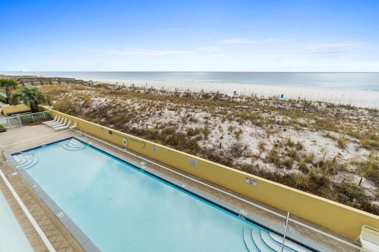Resort pool big enough for all to enjoy and enjoy a beautiful view of the Gulf.