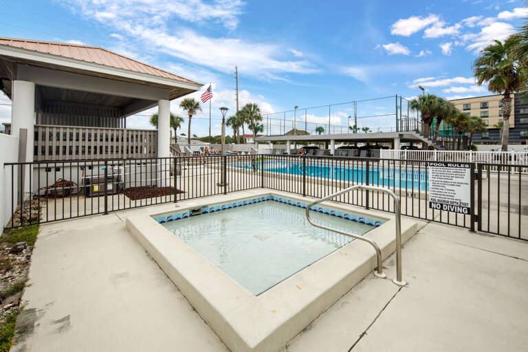 Even Florida can get a little cool—relax and unwind in the hot tub, perfect for those breezier days and evenings