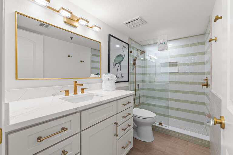 Features a walkin shower as well.