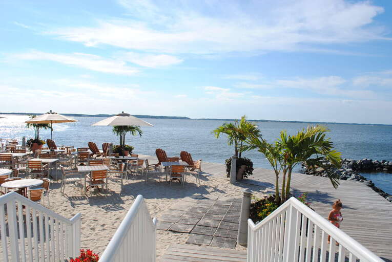 Outdoor Bayside Dining Area at Sunset Island