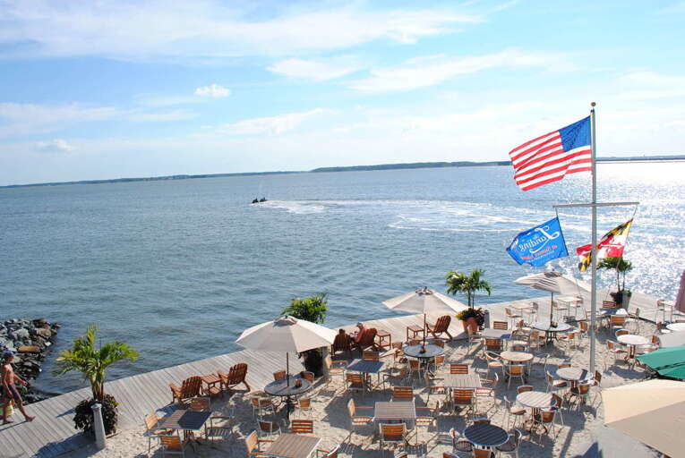Outdoor Bayside Dining Area at Sunset Island