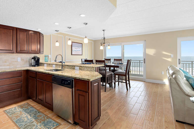 Oceanfront Kitchen and Dining Area