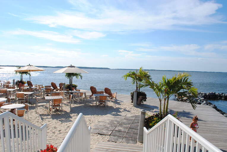 Outdoor Bayside Dining Area at Sunset Island