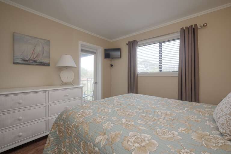 Plenty of storage for your your clothes.  Master bedroom also has wall mounted TV.