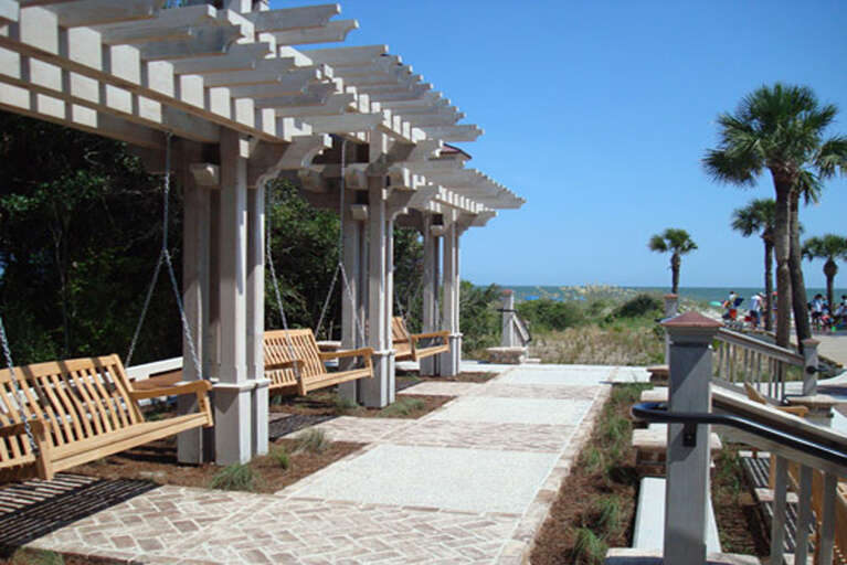 Coligny Beach Park has bench swings, changing area and restrooms with a fun water fountain for children to play in for memories that last a lifetime.