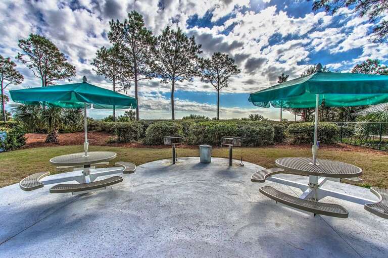 Convenient area for grilling after sunning.