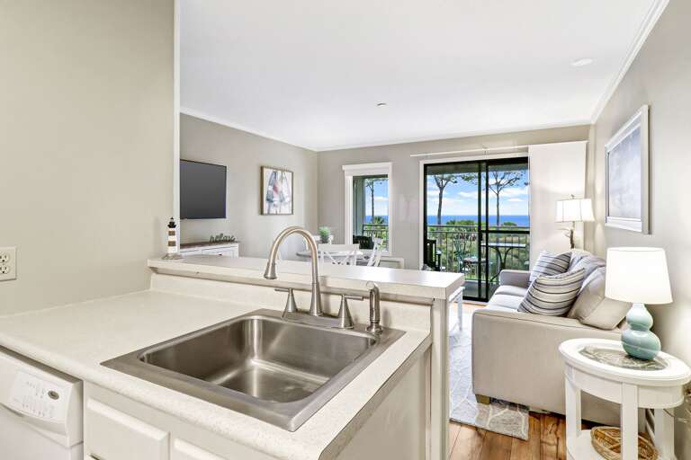 View from the kitchen area to the living room