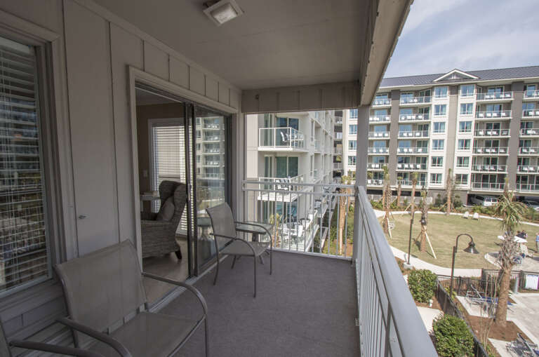 Balcony overlooking Hilton Courtyard